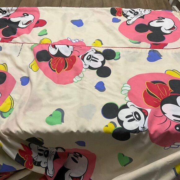 Vintage Minnie Mouse Mickey Mouse Hearts Duvet Cover Bedding 67" x 86" - Picture 4 of 4